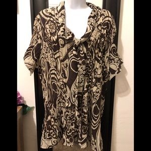 Lane Bryant Blouse button down w/ tie.